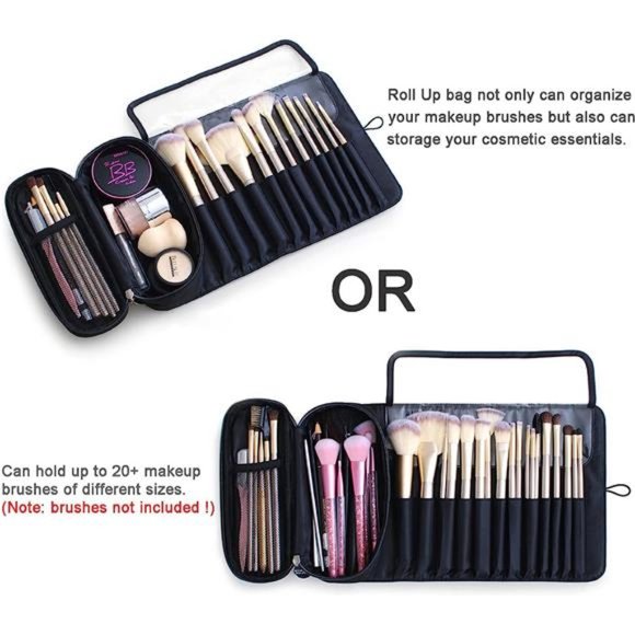 Portable Makeup Brush Bag Makeup Brush Case Organier for Travel,Hold 20+ Brushes - Picture 3 of 6